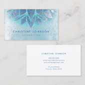 Blue Lotus Blume und Imitate aquamariner Glitzer Visitenkarte (Vorne/Hinten)