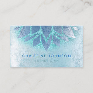 Blue Lotus Blume und Imitate aquamariner Glitzer Visitenkarte