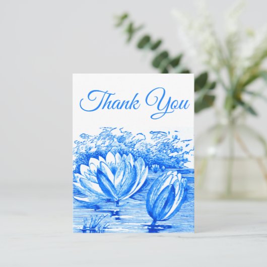 Blue Lotus Blume - vielen Dank Postcard Postkarte (Stehend Vorderseite)