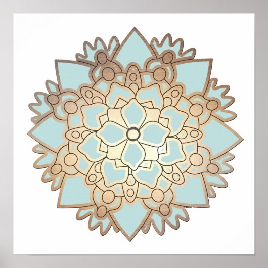 Blue Lotus Blumen Mandala Poster (Vorne)