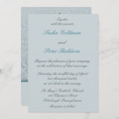 Blue Lotus Floral Wedding Einladung (Vorne/Hinten)