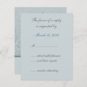 Blue Lotus Floral Wedding UAWG RSVP Karte (Vorne/Hinten)