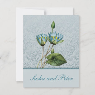 Blue Lotus Floral Wedding UAWG RSVP Karte