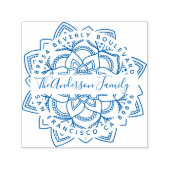 Blue Lotus Mandala Familienname Rücksendeadresse Permastempel (Design)