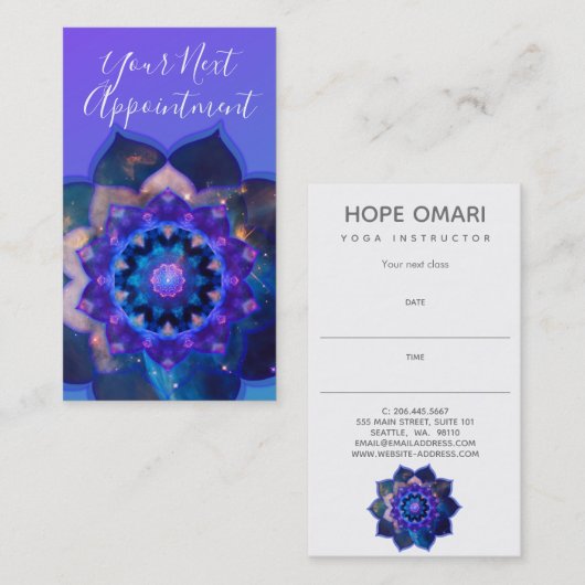 Blue Lotus Mandala Terminkarte (Vorne/Hinten)