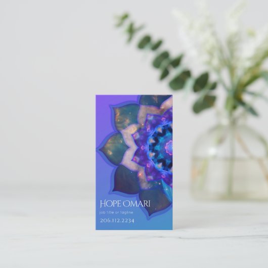 Blue Lotus Mandala Visitenkarte (Stehend Vorderseite)