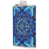 Blue Lotus Mirror Mandala Art - Flasche Flachmann (Links)