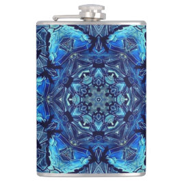 Blue Lotus Mirror Mandala Art - Flasche Flachmann