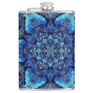 Blue Lotus Mirror Mandala Art - Flasche Flachmann