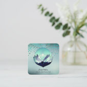 Blue Lotus Moon Meditation Yoga Holistisches Meer Quadratische Visitenkarte (Stehend Vorderseite)