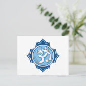 Blue Lotus Om Postkarte (Stehend Vorderseite)