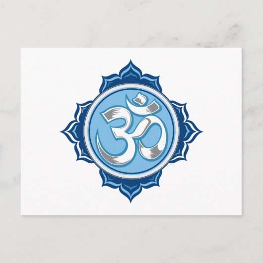 Blue Lotus Om Postkarte (Vorderseite)
