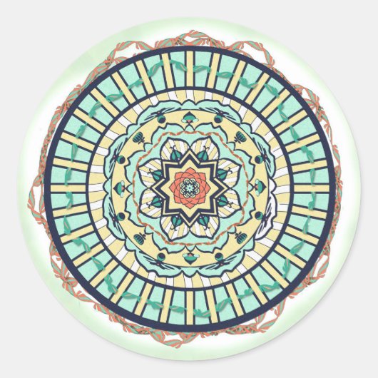 Blue Lotus Ribbon Mandala Sticker (Vorderseite)