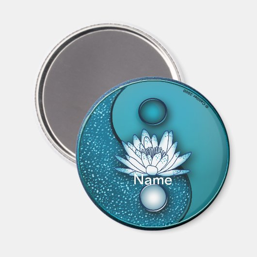 Blue Lotus Yin Yang Magnet (Vorderseite/Rückseite)