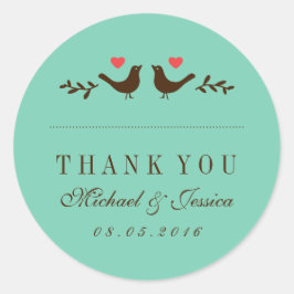 Blue Love Birds Rustic Wedding Danke Sticker