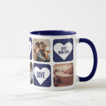 Blue Love Heart Photo Best Mom Ever Mug Tasse<br><div class="desc">Personalized blue best mom ever mug. Create the perfect gift for your mom by personalizing this custom photo mug featuring hearts with the text love and best mom ever inside them. Perfect gift for birthdays, holidays or Mother's Day. Easily add your own photos to make a unique best mom ever...</div>