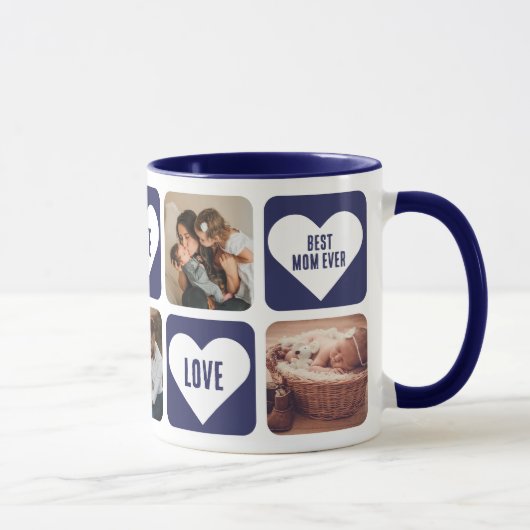 Blue Love Heart Photo Best Mom Ever Mug Tasse (Rechts)