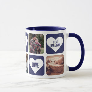 Blue Love Heart Photo Best Nana Ever Mug Tasse