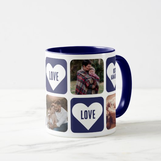 Blue Love Heart Photo Best Nana Ever Mug Tasse (VorderseiteRechts)