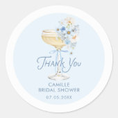 Blue Love in Bloom Brautparty Dankeschön Runder Aufkleber (Vorderseite)