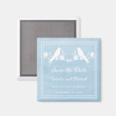 Blue Lovebird Floral Save the Date Magnet (Vorderseite/Rückseite)