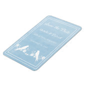 Blue Lovebird Floral Save the Date Magnet (Linke Seite)