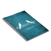 Blue Lovebirds Blumen Vine Notebook Notizblock (Rechte Seite)