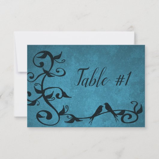 Blue Lovebirds Empfang Table Card Einladung (Vorderseite)