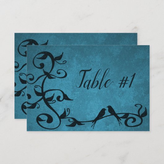 Blue Lovebirds Empfang Table Card Einladung (Vorne/Hinten)