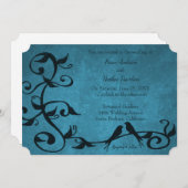 Blue Lovebirds Hochzeitseinladung Einladung (Vorne/Hinten)