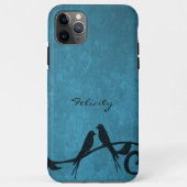 Blue Lovebirds Personalisiert iPhone Case (Rückseite)