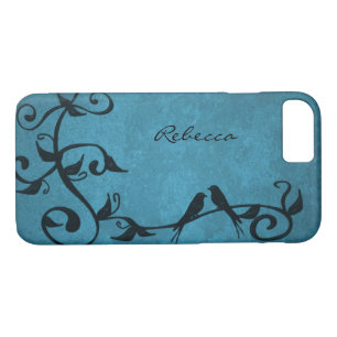 Blue Lovebirds Personalisiert iPhone Case