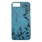 Blue Lovebirds Personalisiert iPhone Case (Rückseite)