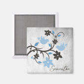 Blue Lovebirds Personalisiert Magnet (Vorderseite/Rückseite)