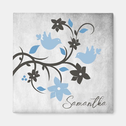 Blue Lovebirds Personalisiert Magnet (Vorne)