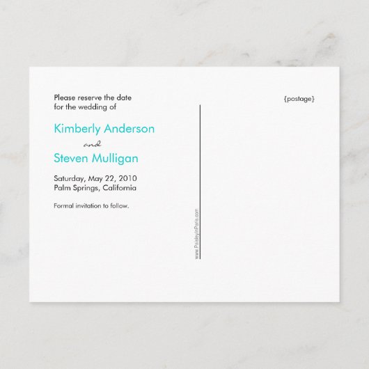 Blue Lovebirds, Save the Data Ankündigungspostkarte (Rückseite)