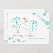 Blue Lovebirds speichern die Daten Ankündigungspostkarte (Vorne/Hinten)