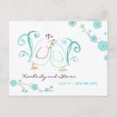 Blue Lovebirds speichern die Daten Ankündigungspostkarte (Vorderseite)