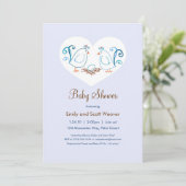 Blue Lovebirds und Nest Baby Shower Einladungen (Stehend Vorderseite)