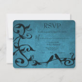 Blue Lovebirds Wedding RSVP Card (Vorderseite)