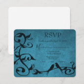 Blue Lovebirds Wedding RSVP Card Karte (Vorne/Hinten)