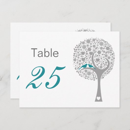 Blue Lovebirds Whimsical Wedding Tischnummern (Vorne/Hinten)