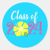 Blue Luau Tropical Abschluss Round Stickers (Vorderseite)