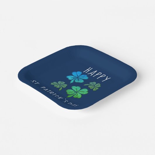 Blue Lucky Kleeblatt Clover Happy St Patrick`s Day Pappteller (Gewinkelt)