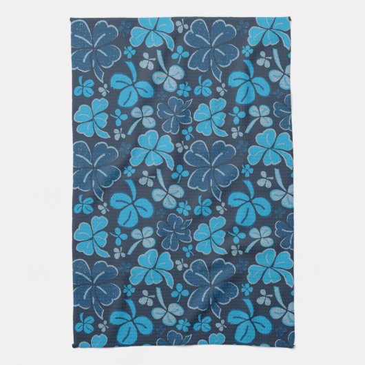 Blue Lucky Kleeblatt Clover St Patrick`s Day Geschirrtuch (Vertikal)