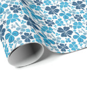 Blue Lucky Kleeblatts Clover St Patrick`s Day Geschenkpapier (Rolleneckpunkt)