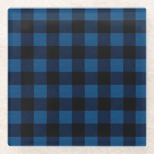 Blue Lumberjack Plaid Glasuntersetzer (Vorderseite)