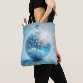 Blue Luminous Disco Ball Initials Tasche