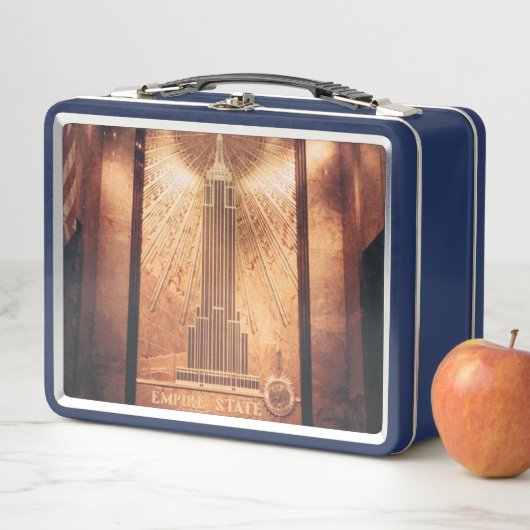 Blue Lunch Box mit Empire State Gebäude Foto (Beispiel)