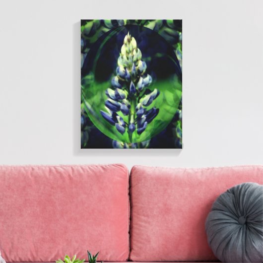 Blue Lupine Abstrakte Blume Art Leinwanddruck (Insitu (Wohnzimmer))